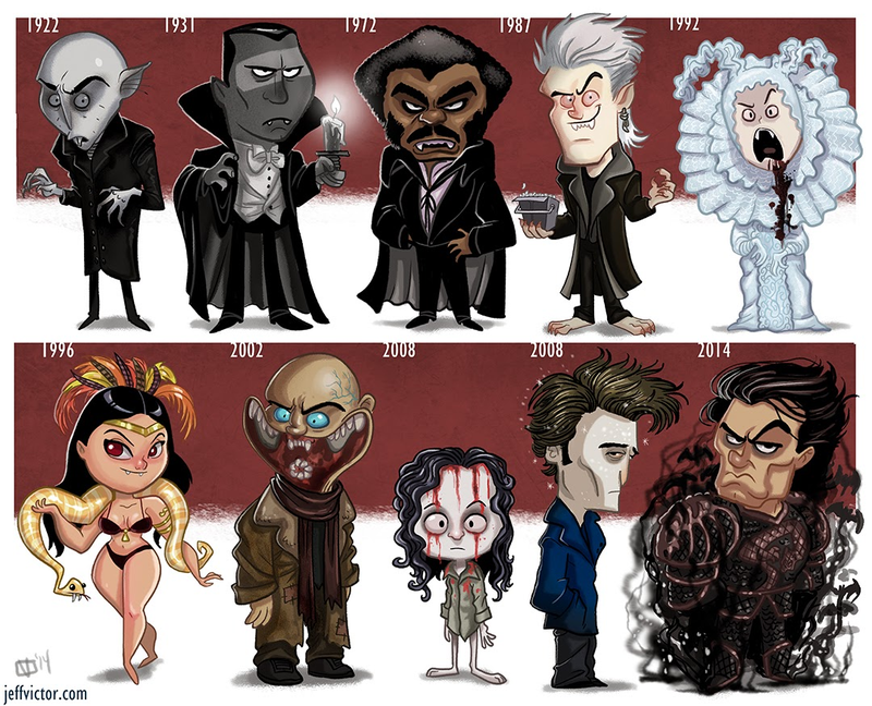 Illustration for article titled Cartoony Evolution Of Famous Vampires